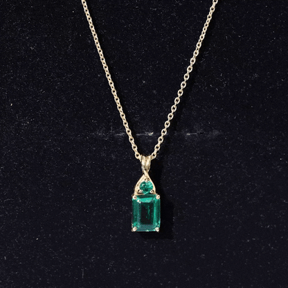 Certified 1.68 Carat Lab Created Emerald Solitaire Necklace