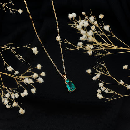 Certified 1.68 Carat Lab Created Emerald Solitaire Necklace