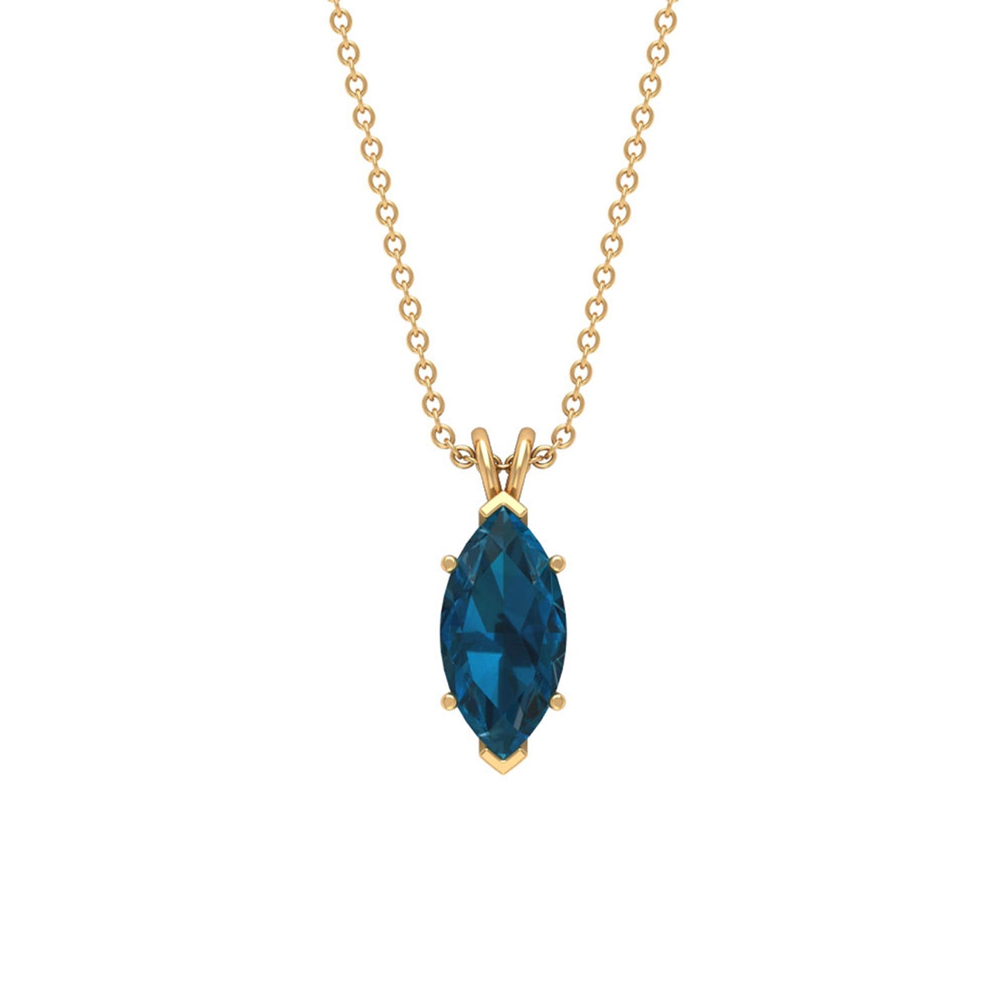 0.74 Carat Marquise Cut London Blue Topaz Solitaire Pendant