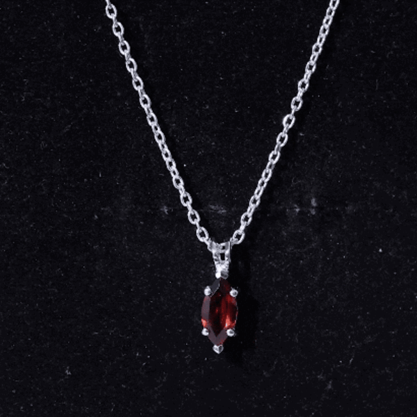 0.75 Carat Marquise Cut Garnet Solitaire Necklace With Chain