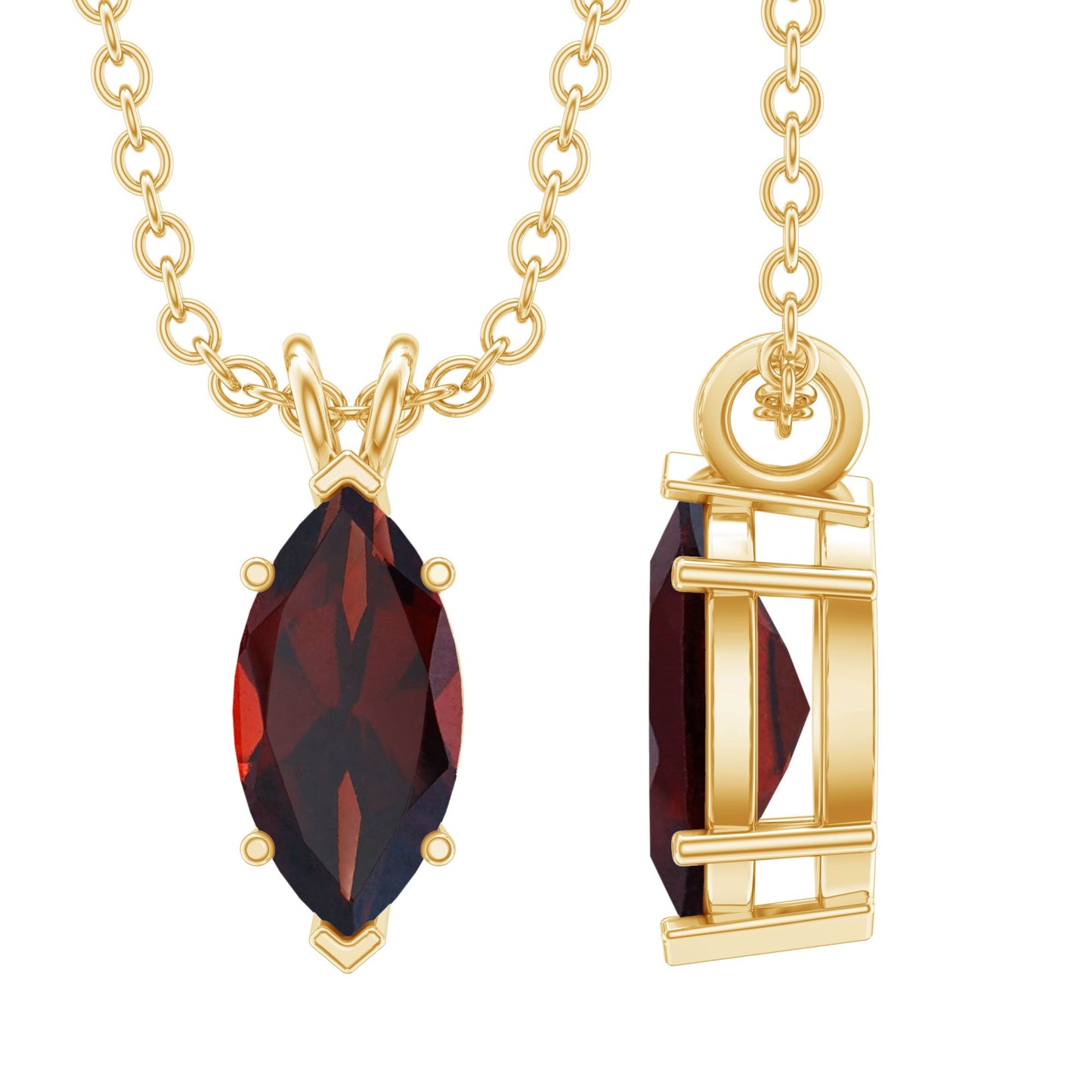 0.75 Carat Marquise Cut Garnet Solitaire Necklace With Chain