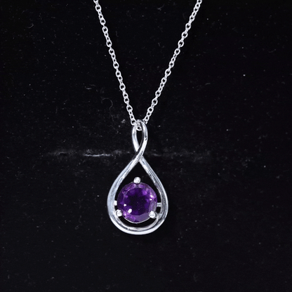 1.2 CT Real Amethyst Infinity Pendant Necklace