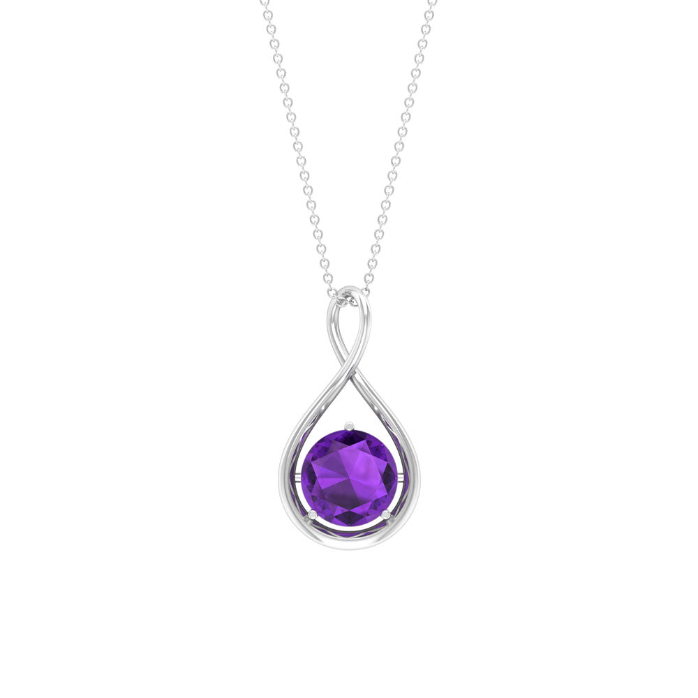 1.2 CT Real Amethyst Infinity Pendant Necklace