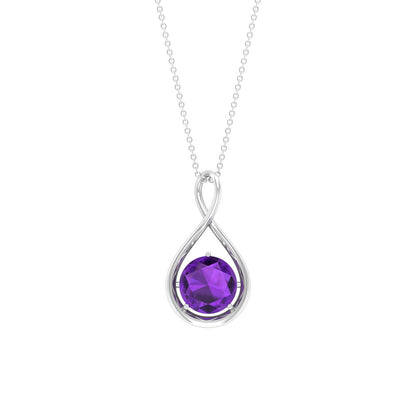 1.2 CT Real Amethyst Infinity Pendant Necklace