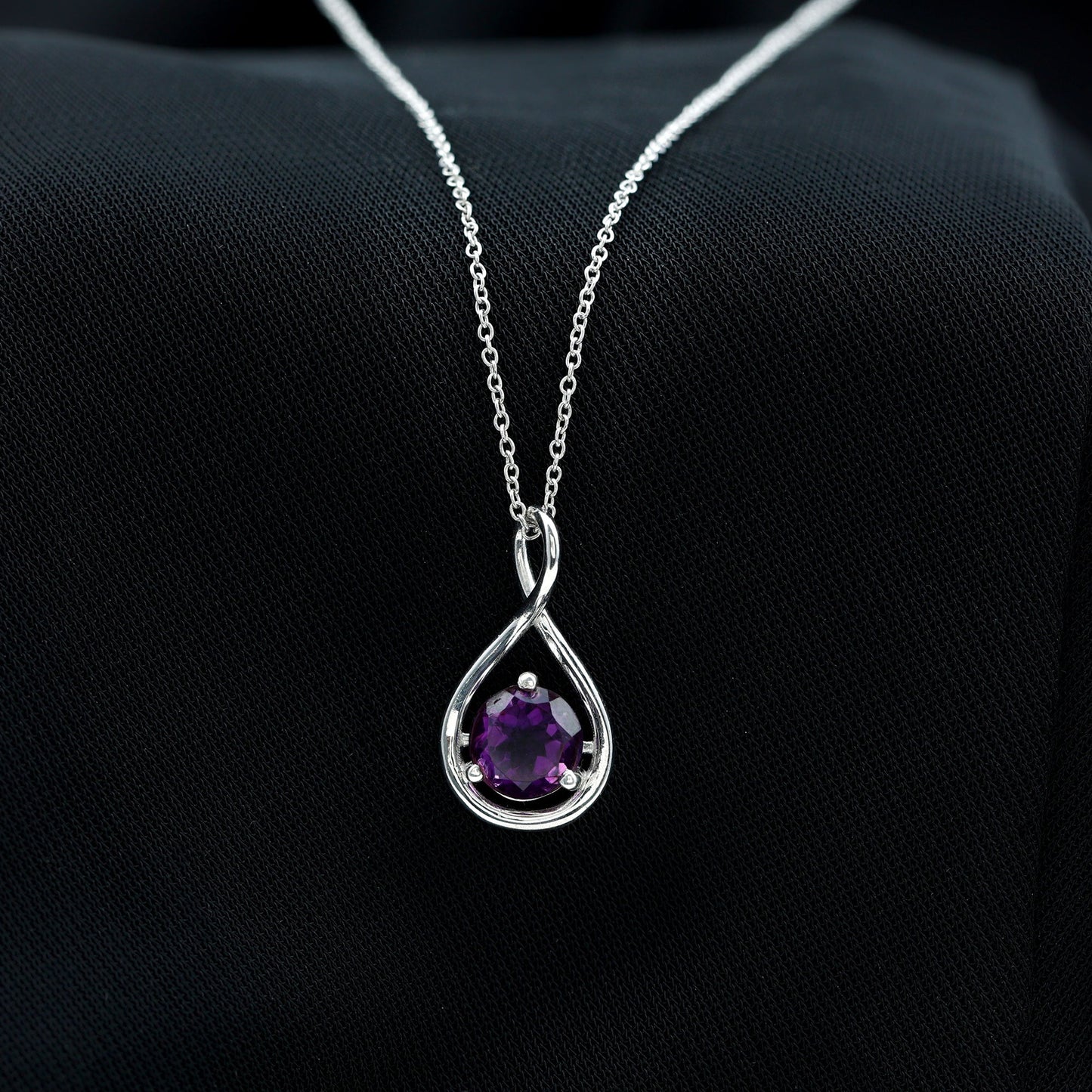 1.2 CT Real Amethyst Infinity Pendant Necklace