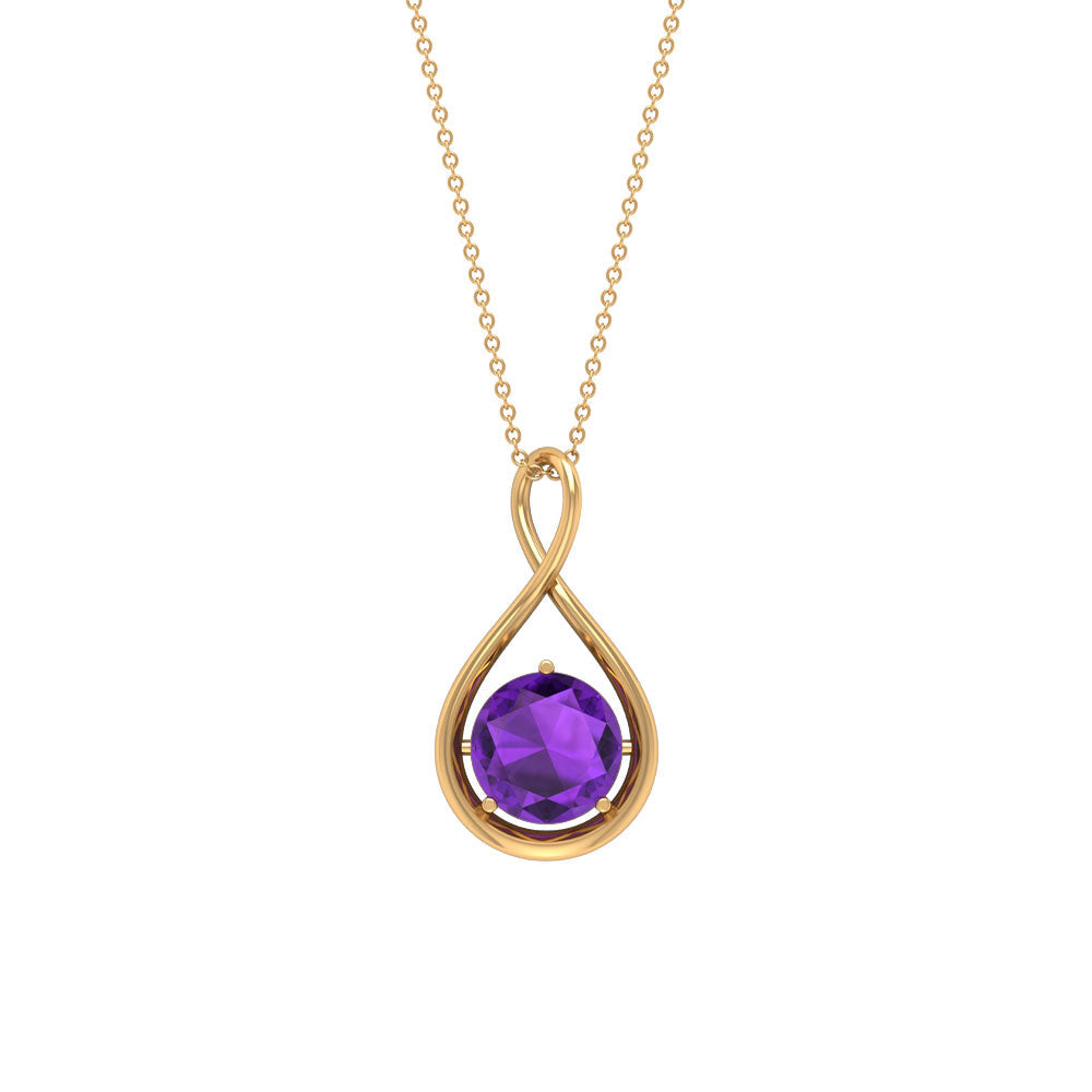 1.2 CT Real Amethyst Infinity Pendant Necklace