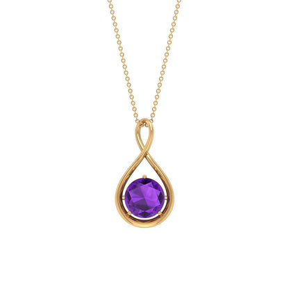 1.2 CT Real Amethyst Infinity Pendant Necklace