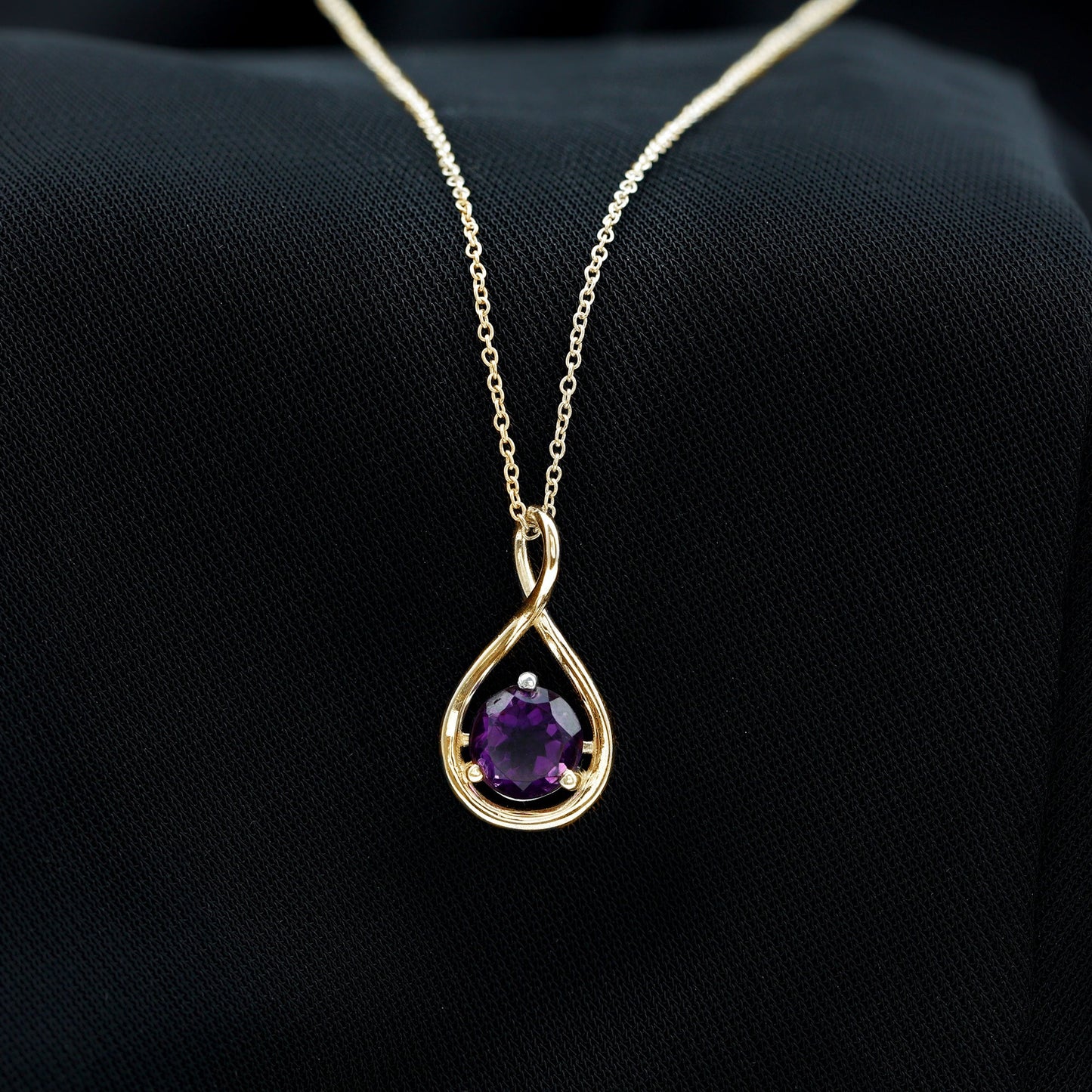 1.2 CT Real Amethyst Infinity Pendant Necklace