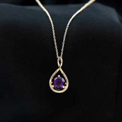 1.2 CT Real Amethyst Infinity Pendant Necklace