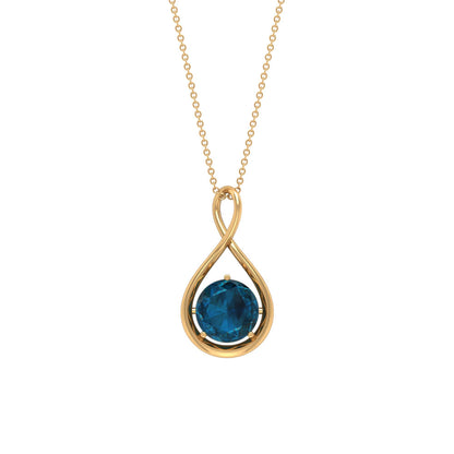 2 CT London Blue Topaz Infinity Pendant Necklace
