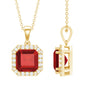 4.8 Carat Asscher Cut Lab Grown Ruby Necklace With Diamond