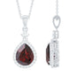 Pear Shape 4 CT Garnet Wedding Necklace with Diamond Halo