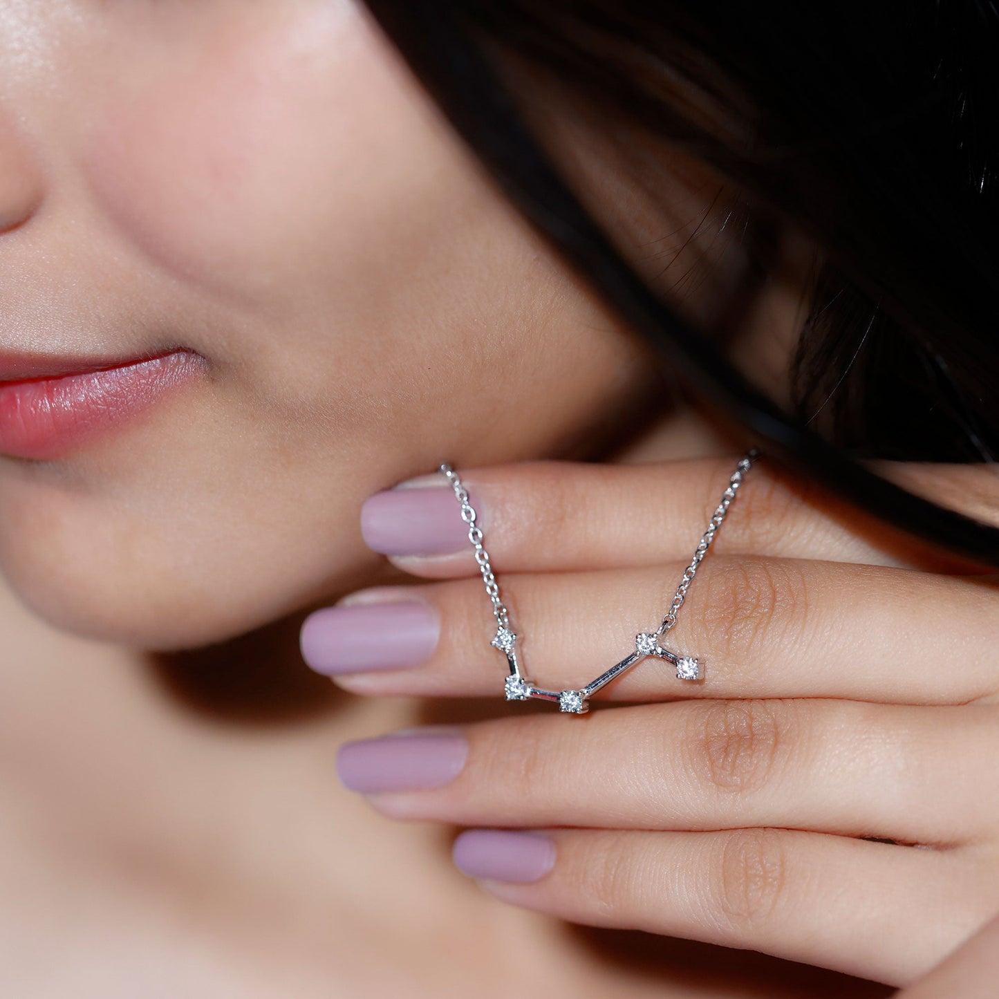 Moissanite Aries Constellation Necklace for Women