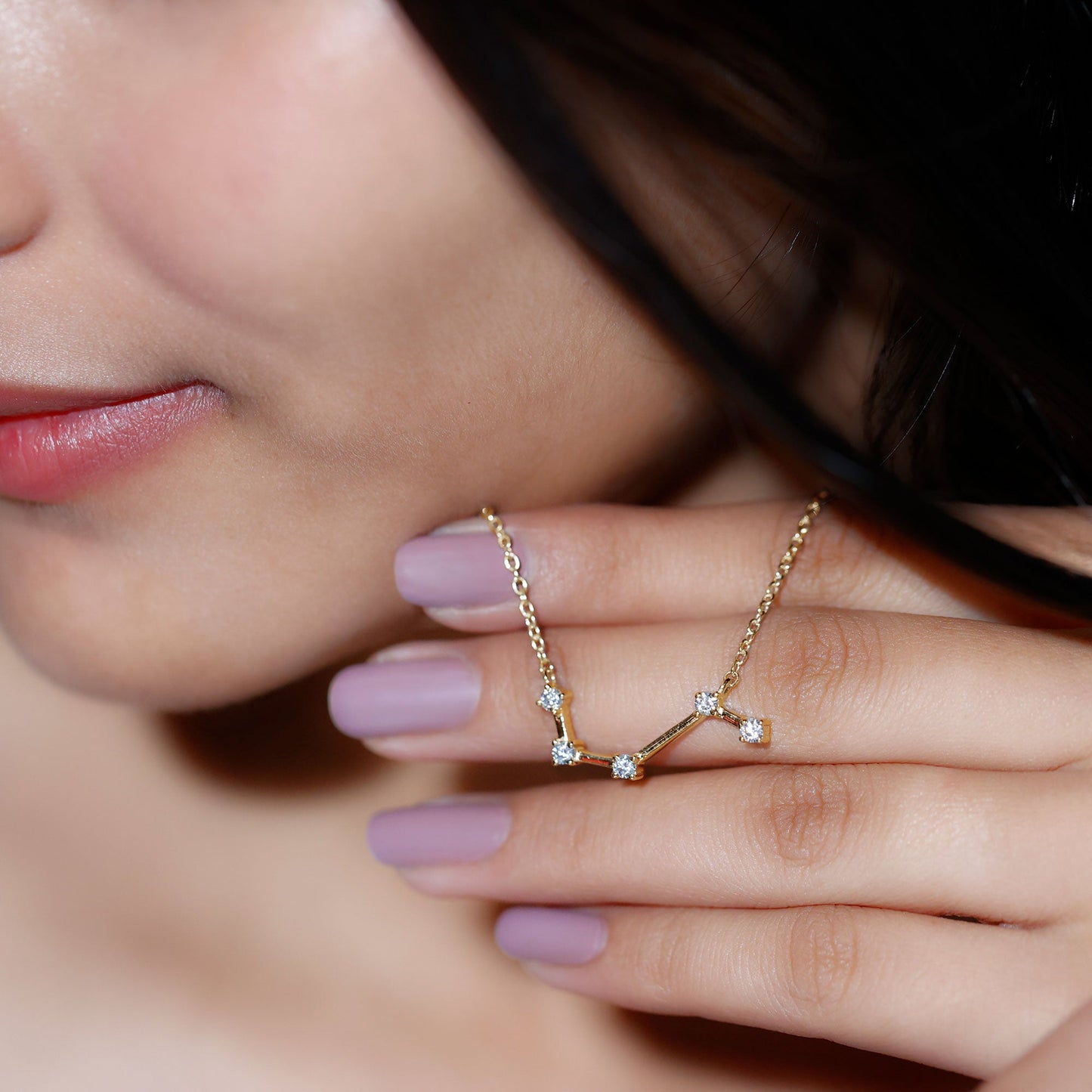 Moissanite Aries Constellation Necklace for Women