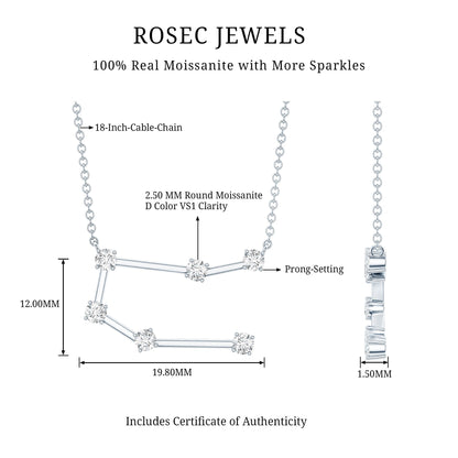 Certified Moissanite Gemini Constellation Necklace