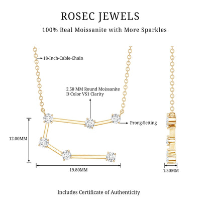 Certified Moissanite Gemini Constellation Necklace