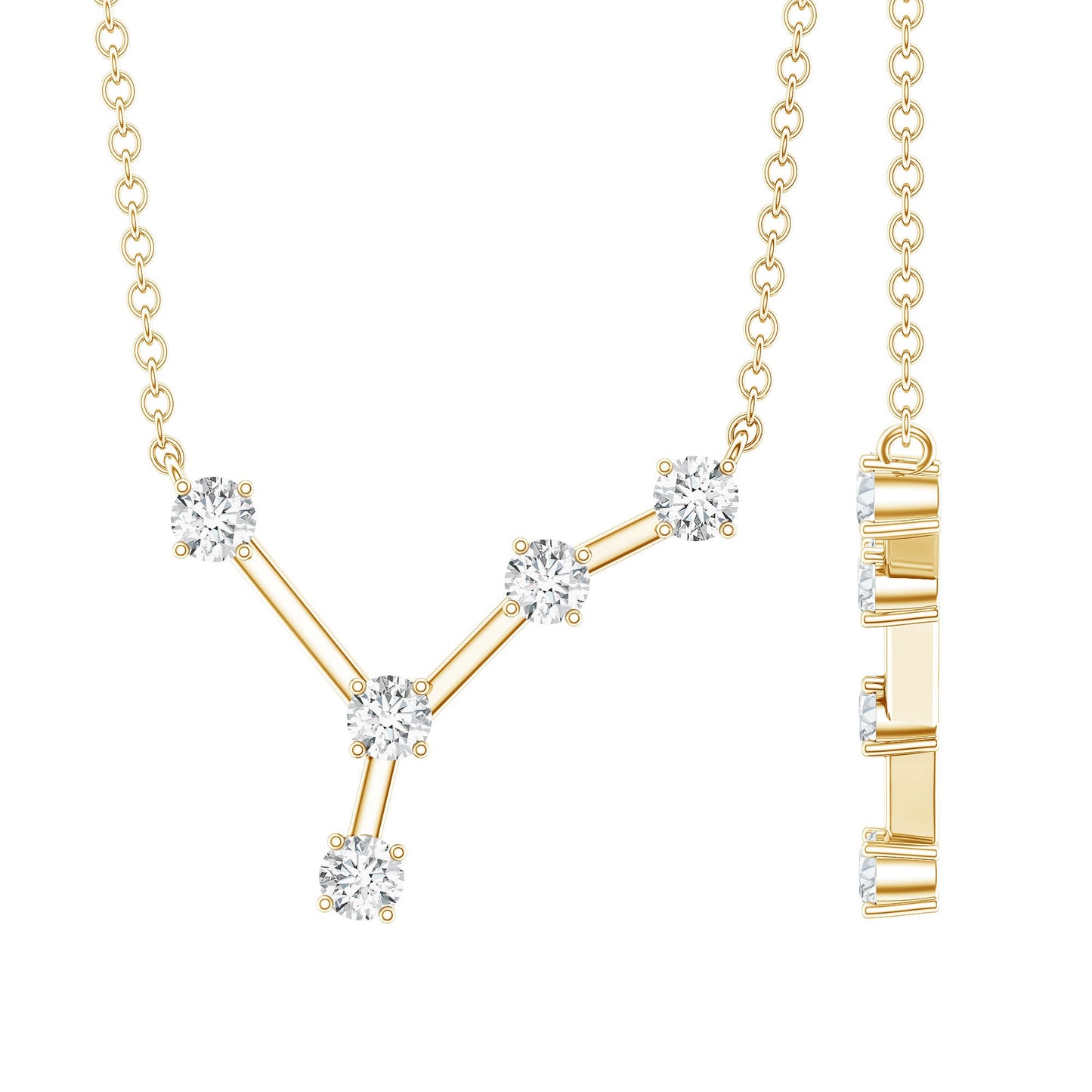 Natural Diamond Zodiac Cancer Constellation Necklace for Women