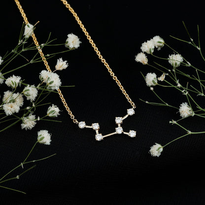 Moissanite Virgo Zodiac Constellation Necklace