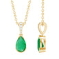 Pear Cut Emerald Solitaire Pendant with Diamond Accent Bail