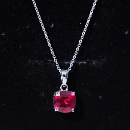 2 Carat Lab Created Ruby Solitaire Necklace With Chain