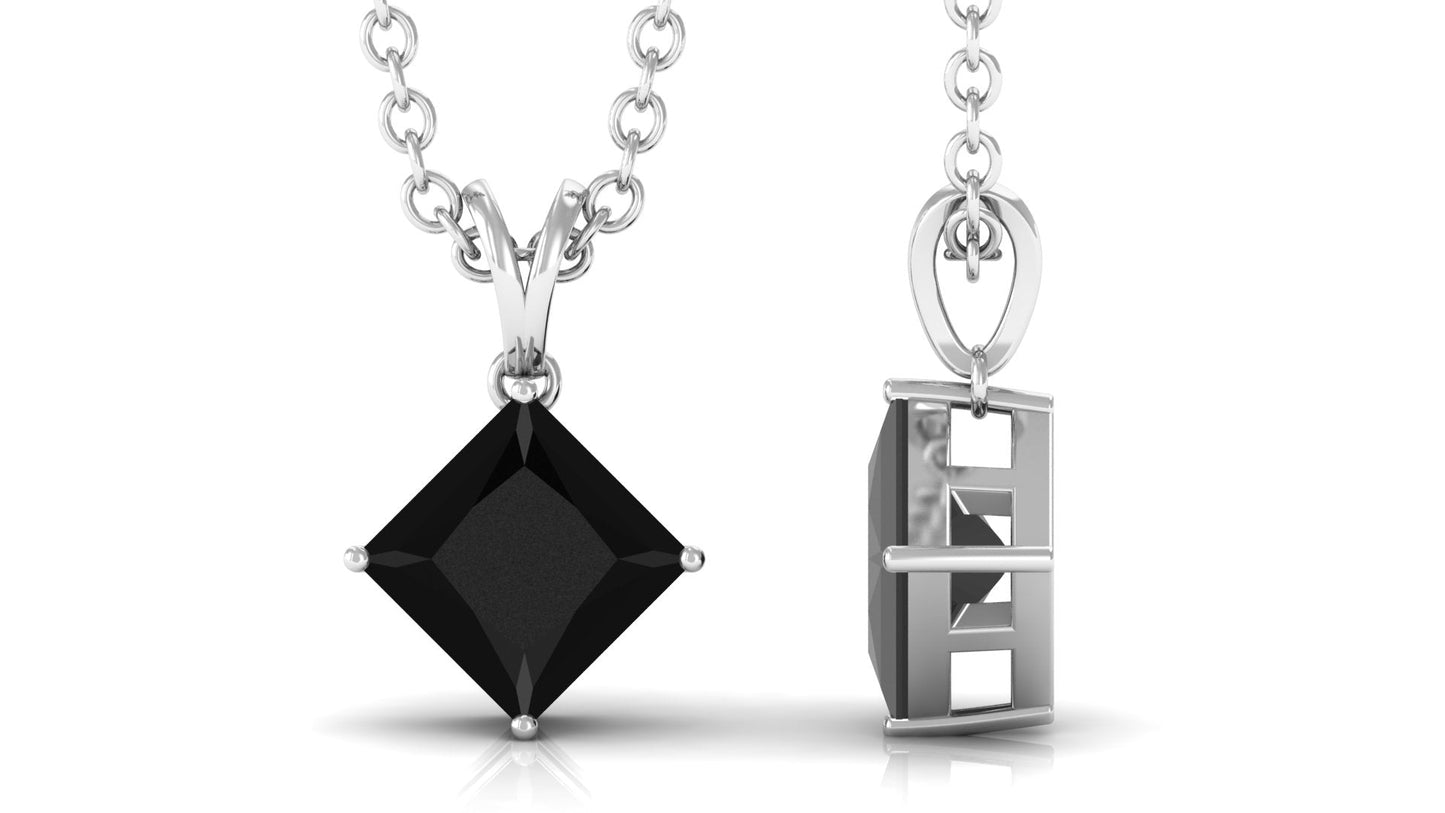 1 Carat Lab Grown Black Diamond Princess Cut Necklace
