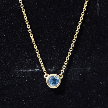0.6 Carat Round London Blue Topaz Solitaire Necklace in Bezel Setting