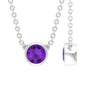 Bezel Set Round Amethyst Solitaire Necklace