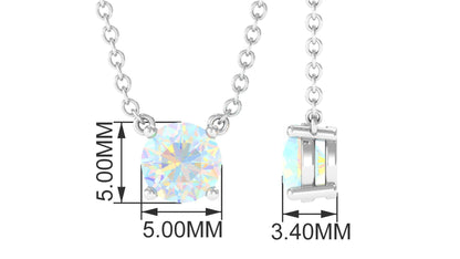 0.5 Carat Round Shape Ethiopian Opal Solitaire Necklace in Prong Setting