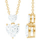 Certified Moissanite Double Heart Necklace in Prong Setting