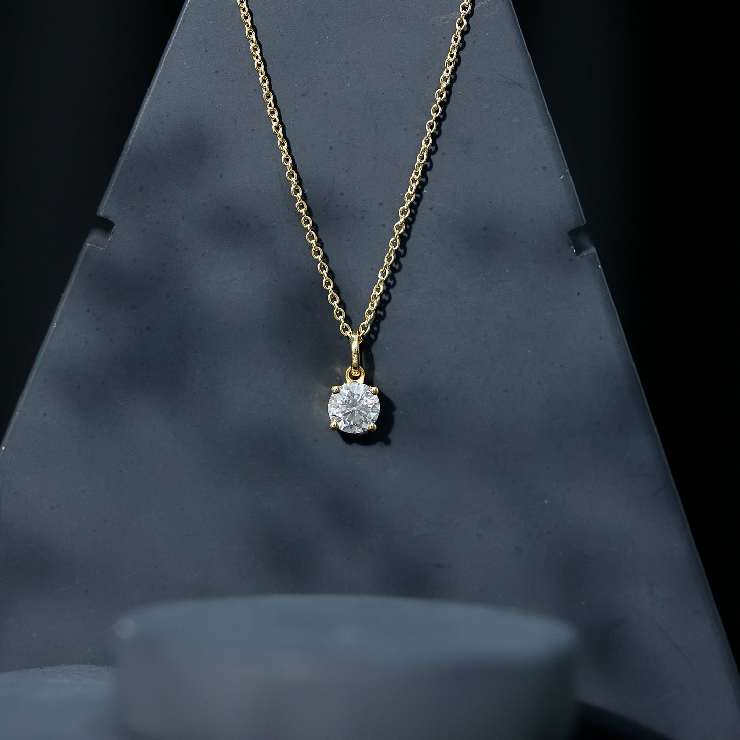 Certified 1 Carat Round Brilliant Cut Moissanite Solitaire Necklace With Silver Chain