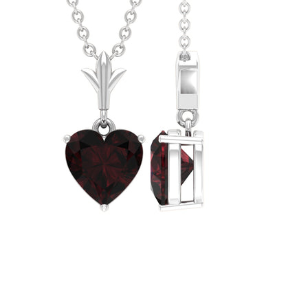 4 Carat Heart Shape Garnet Solitaire Pendant Necklace
