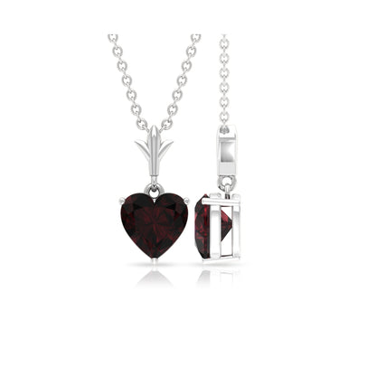 4 Carat Heart Shape Garnet Solitaire Pendant Necklace