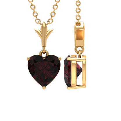 4 Carat Heart Shape Garnet Solitaire Pendant Necklace