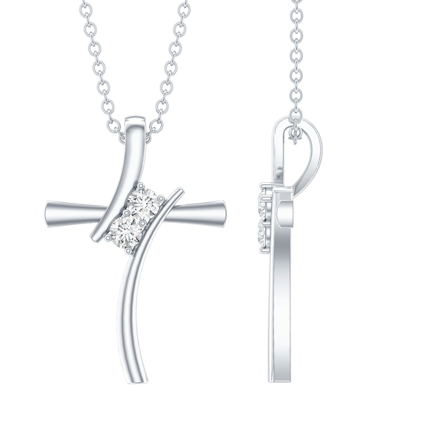 Certified Moissanite Cross Pendant Necklace in sterling Silver