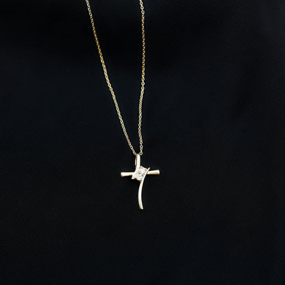 Certified Moissanite Cross Pendant Necklace With Chain