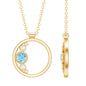 Natural Aquamarine Open Circle Pendant Necklace with Diamond