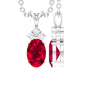 Natural 0.6 Carat Oval Ruby Pendant with Diamond Trio