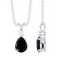 Pear Shape 1 Carat Black Onyx Solitaire Pendant with Diamond