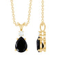 Pear Shape 1 Carat Black Onyx Solitaire Pendant with Diamond