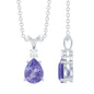 Real Tanzanite Teardrop Pendant Necklace with Diamond
