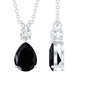 4.8 Carat Lab Created Black and White Diamond Teardrop Necklace