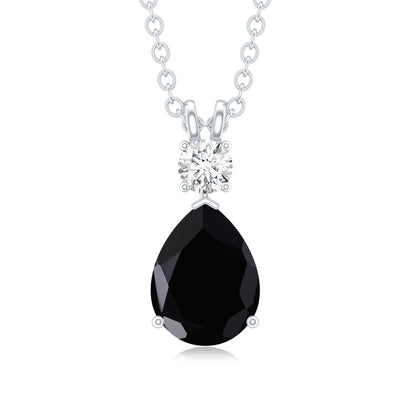 4.8 Carat Lab Created Black and White Diamond Teardrop Necklace