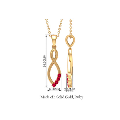 Classic Natural Ruby Infinity Pendant with Bail