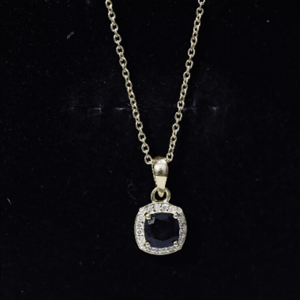 1.8 Carat Lab Grown Black and White Diamond Halo Necklace with Silver Chain