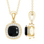 1.8 Carat Lab Grown Black and White Diamond Halo Necklace with Silver Chain