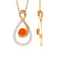 Natural Fire Opal Infinity Pendant Necklace with Diamond