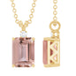 Certified 1.8 Carat Emerald Cut Morganite Solitaire Necklace with Silver Chain