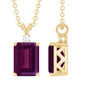 2 Carat Emerald Cut Rhodolite Solitaire Necklace with Lab Diamond