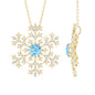 Snowflake Pendant Necklace with Aquamarine and Diamond