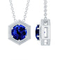 1 Carat Lab Grown Blue Sapphire Hexagon Necklace for Women